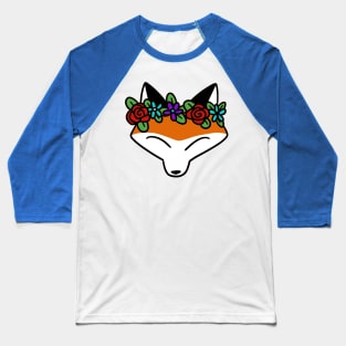 Flower Crown Fox Face Baseball T-Shirt